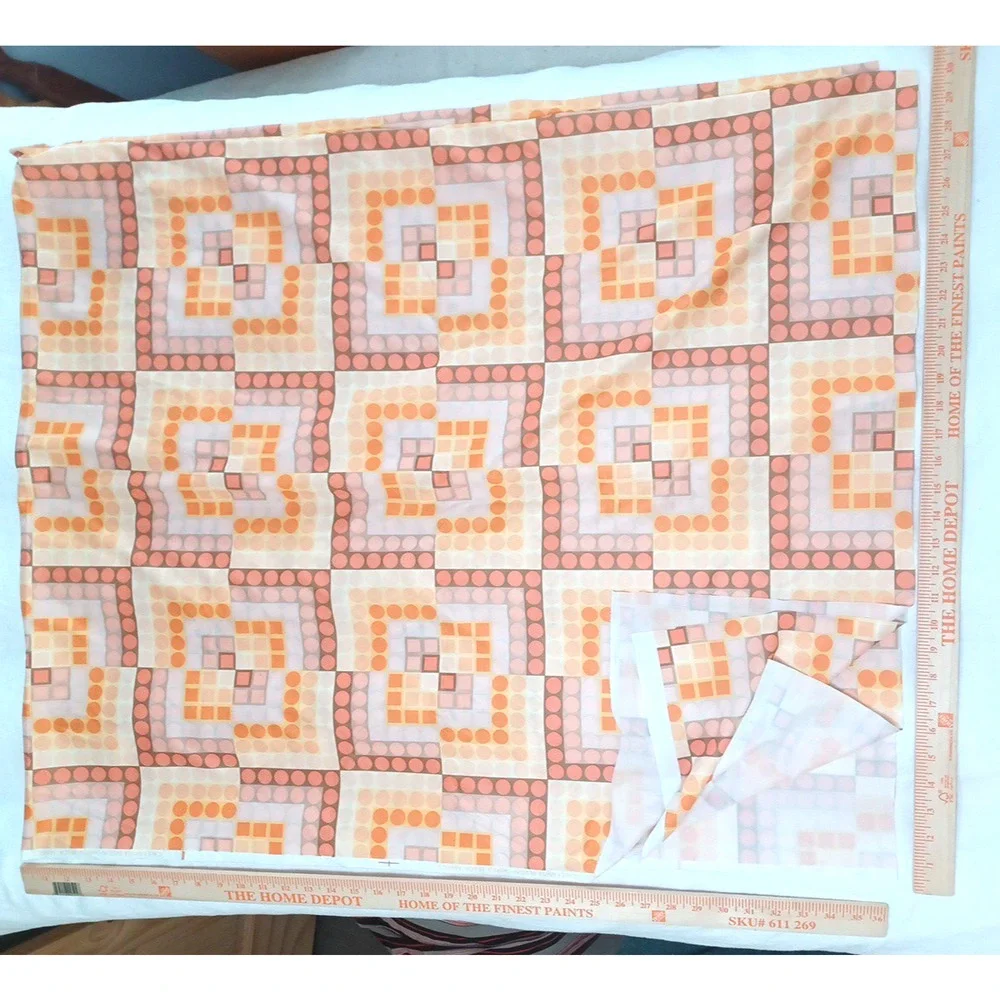 C. Alexander Mod VTG Myrtle Beach Orange Dot Blocks Knit 1 Pc 2 yards x 58